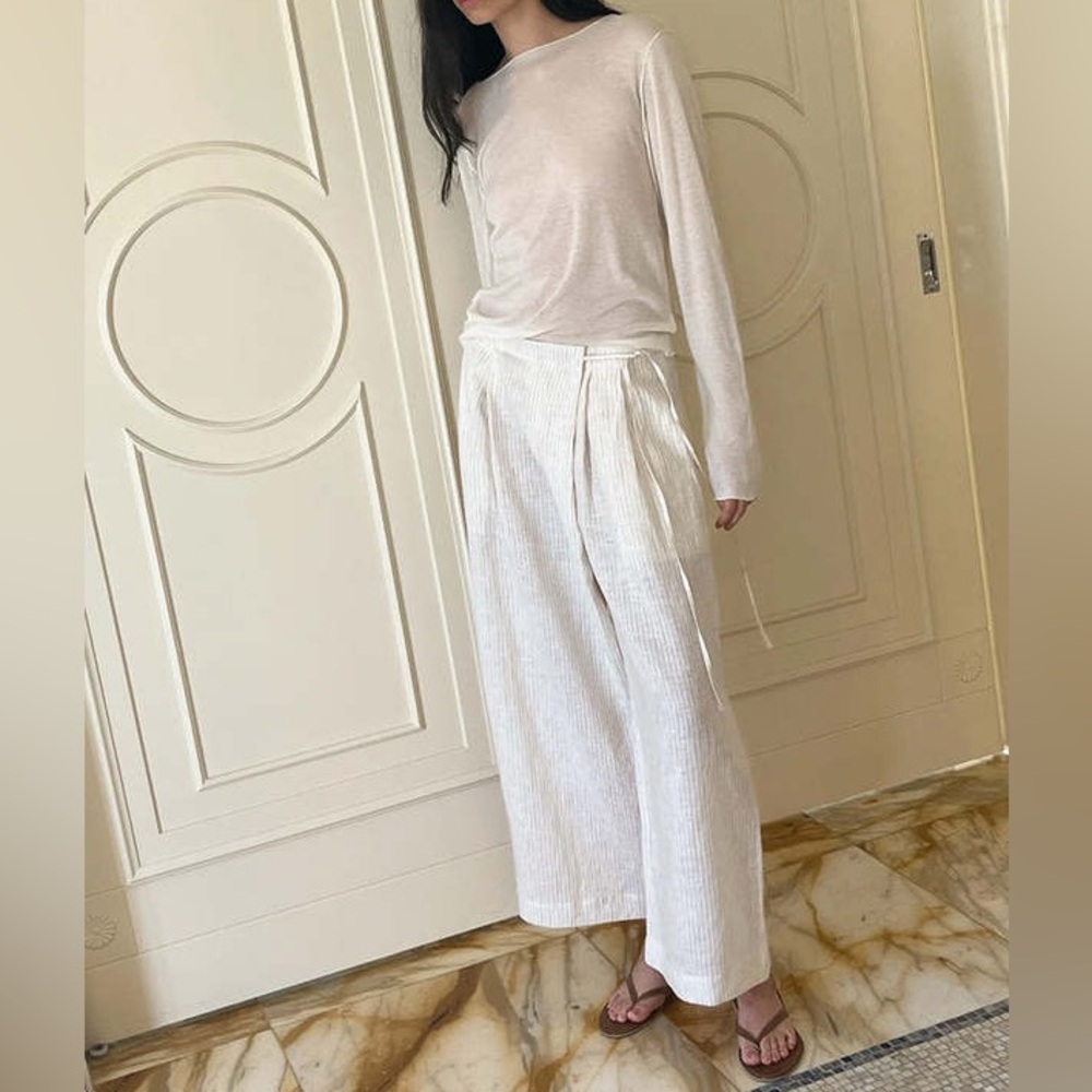 Deiji - Fold Linen Pant - Story Stripe